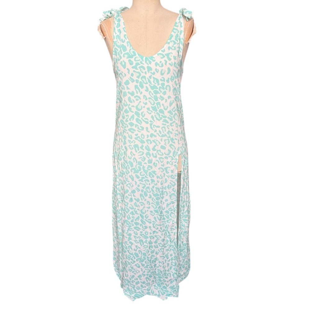 Beach Bunny Lily Maxi Dress in Aqua Leopard Small - Picture 3 of 11